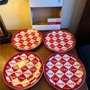 4 Set Of Coca Cola by Gibson - 7.5” Salad/Dessert Plates - New In Box
